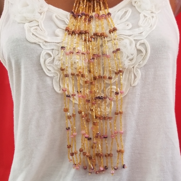 💥4/$20 STATEMENT NECKLACE Iridescent beads Leather Choker NEW - Picture 4 of 8